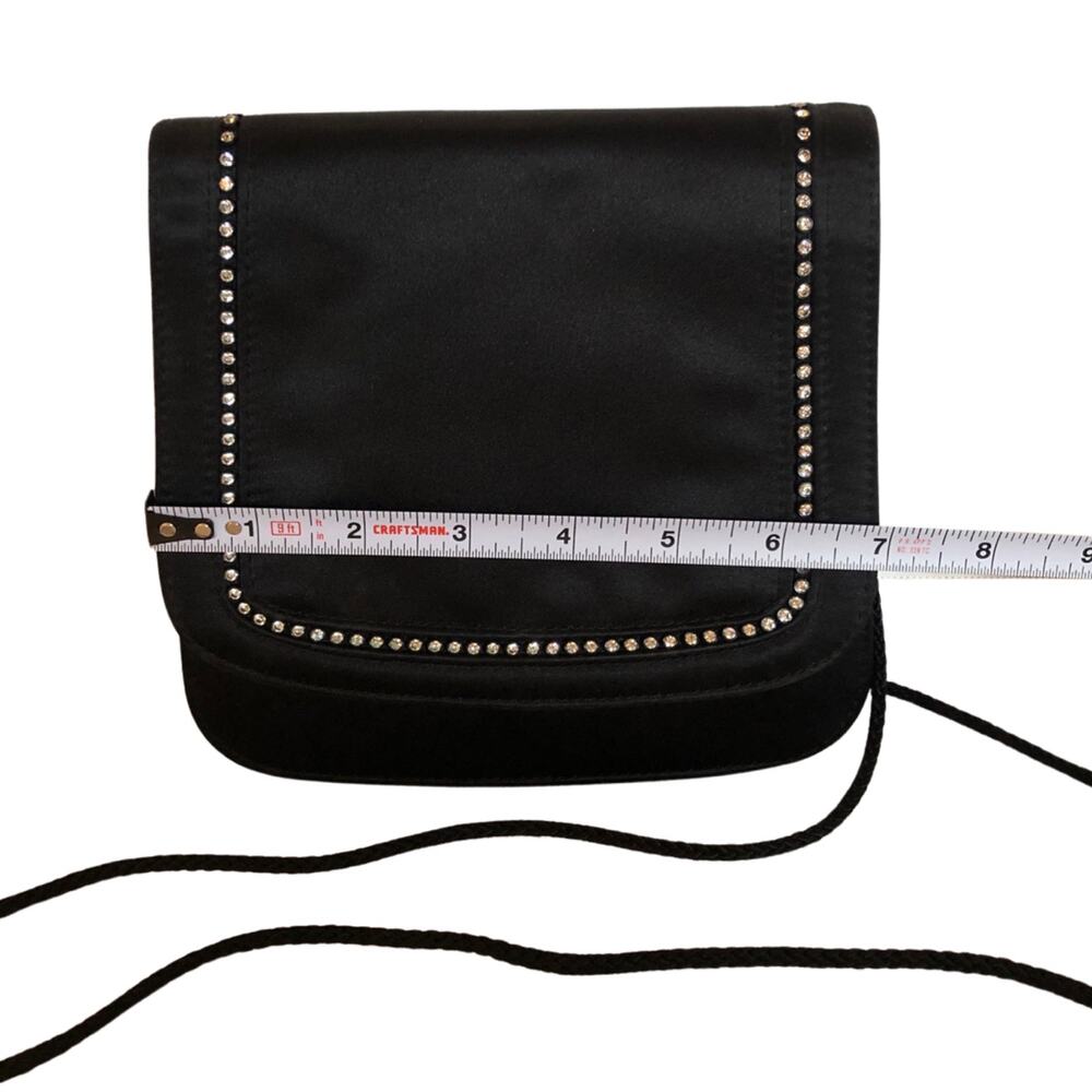 Talbots crossbody bag, Black with diamond stud design, Satin - Picture 7 of 9